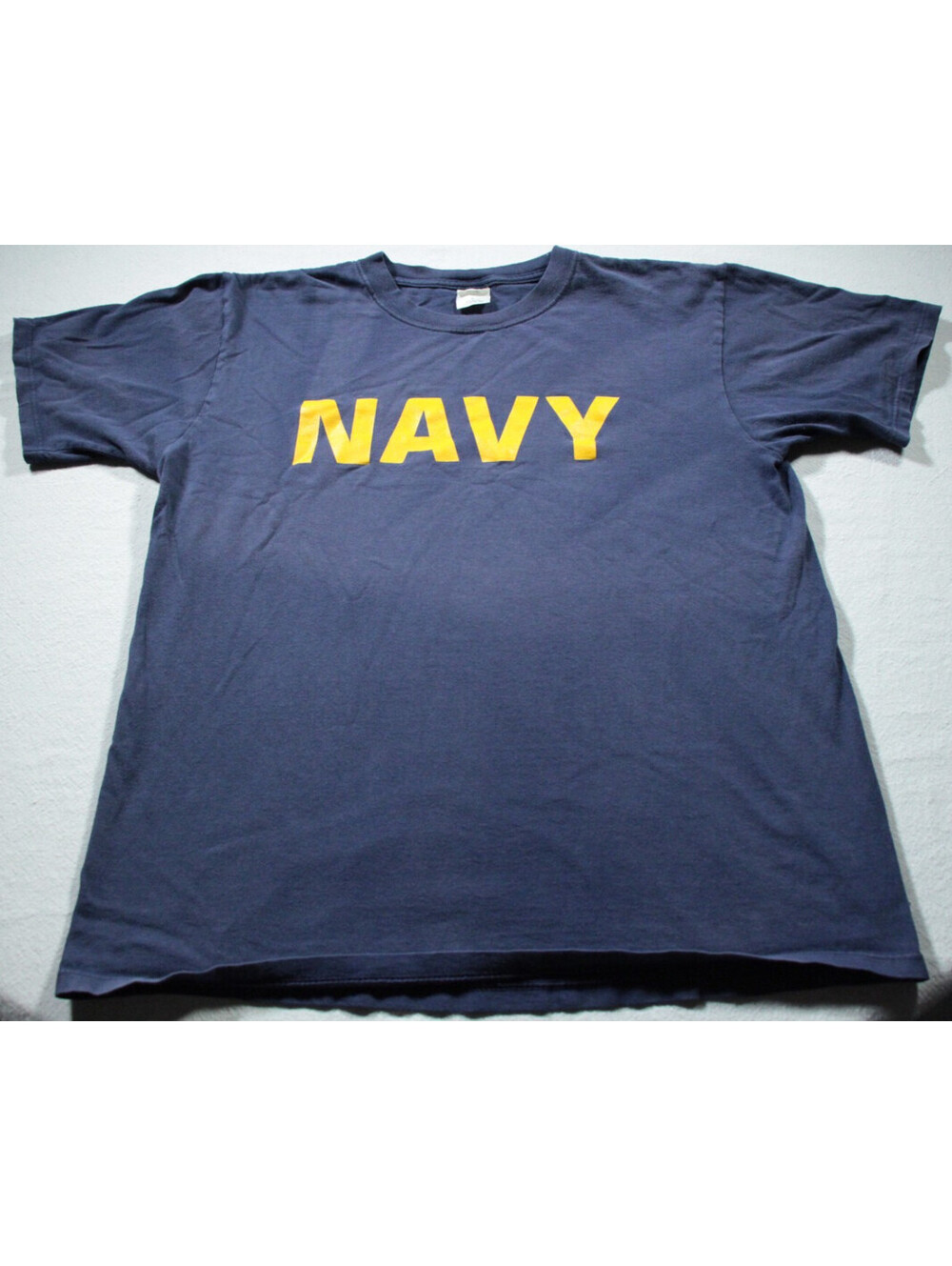 Vintage United States Navy T-Shirt L Blue MJ Soffe Distressed Shirt